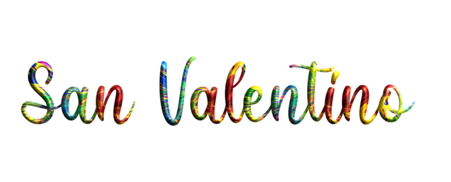 San Valentino, Valentine's Day, three-dimensional writing, multicolor color, painting, written in Italian, holiday vector graphics, suitable for greeting card, message, banner, icon	