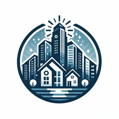 Real estate agency company logo, white background isolated 