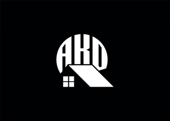 Real Estate Letter AKD Monogram Vector Logo.Home Or Building Shape AKD Logo.