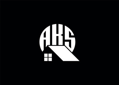 Real Estate Letter AKS Monogram Vector Logo.Home Or Building Shape AKS Logo