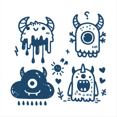 vector funny monster hand drawn doodle set © SlashStd