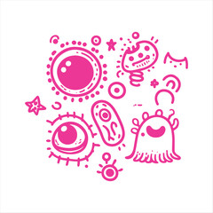 vector funny monster hand drawn doodle set