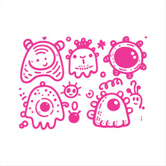 vector funny monster hand drawn doodle set