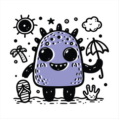 vector funny monster hand drawn doodle set