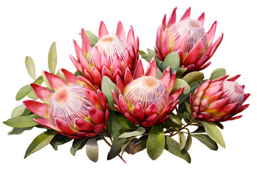 protea flower, hand-painted style, isolated background, transparent, protea cynaroides, national flower of south africa	