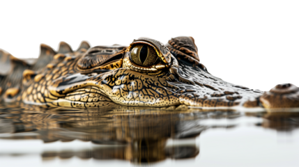 A crocodile swimming in the water isolated on a transparent background