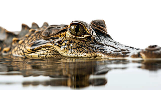 A crocodile swimming in the water isolated on a transparent background