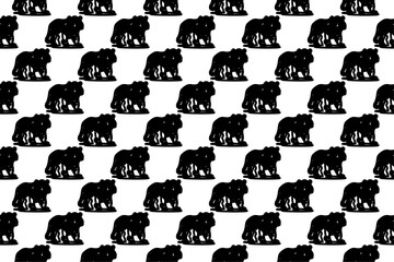 Seamless pattern completely filled with outlines of tiger symbols. Elements are evenly spaced. Vector illustration on white background