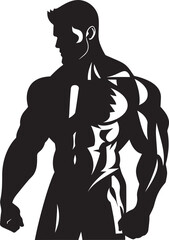 Ebony Muscle Monogram Full Body Vector Logo for Fitness Icons Ink etched Goliath Full Body Black Vector for Muscle Icons