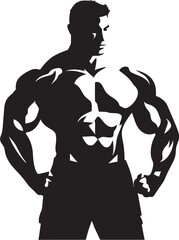 Sculpted Power Bodybuilders Black Vector Logo Bold Bulk Full Body Black Vector Iconography