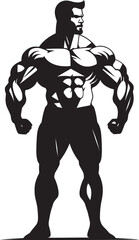 The Muscle Glyph Full Body Black Vector Icon Obsidian Power Bodybuilders Iconic Vector Emblem