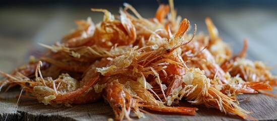 Dehydrated shrimp, sun-dried or machine-dried.