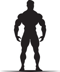 Blackout Bulk Bodybuilders Iconic Design Graphite Gladiator Full Body Black Vector Artwork