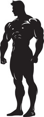 Solid Silhouette Full Body Black Emblem Blackened Brawn Bodybuilders Iconic Symbol