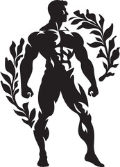 Fototapeta premium Carbon Cut Full Body Black Vector Logo Design Monochrome Muscle Bodybuilders Iconic Vector Art