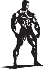 Ebony Emblem Full Body Black Vector Icon Ink and Iron Bodybuilders Iconic Vector Silhouette