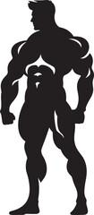 Solid Silhouette Full Body Vector Emblem Blackened Brawn Bodybuilders Iconic Vector Symbol
