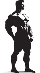 Graphite Glance Full Body Black Vector Glyph Defined Dominance Bodybuilders Iconic Vector Design