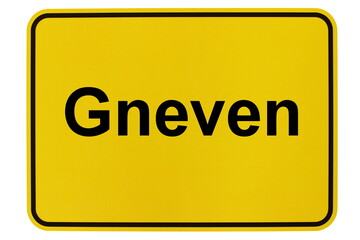 Illustration eines Ortsschildes der Gemeinde Gneven in Mecklenburg-Vorpommern