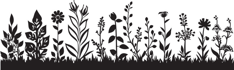 Elegant Inked Blooms Botanical Border Vector Icon Floral Noir Perimeter Black Vector Logo Design