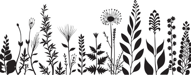 Midnight Inked Blooms Botanical Border Vector Icon Elegant Floral Frame Black Vector Logo Design