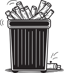 Trash Bin Reminder Black Vector Cigarette End Disposal No Smoking Vector