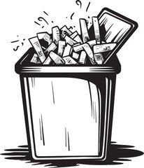 No Smoking Bin Emblem Black Vector Ashes in Bin Symbol No Smoking Icon