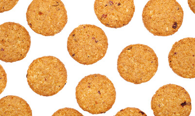 Set round, cereals integral whole wheat biscuit with oatmeal, with cranberry fruit and chopped...