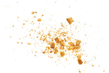 Pile cake crumbs, cookie flying isolated on white, clipping path - 700318596