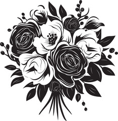 Bridal Bloom Essence Black Bouquet Emblem Finesse in Florals Bridal Bouquet Logo Design