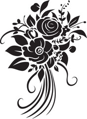 Bridal Bloom Ensemble Black Box Logo Finesse in Florals Bridal Bouquet Vector Emblem