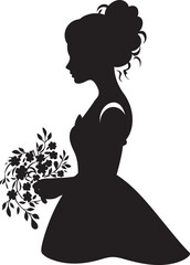 Matrimonial Harmony Monochrome Emblem Chic Bride Silhouette Black Logo Design