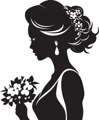 Graceful Essence Bride Vector Icon Wedded Beauty Monochrome Logo