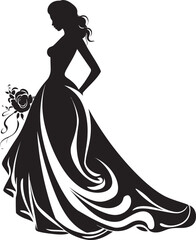 Graceful Bridal Essence Bride Vector Icon Wedded Beauty Monochrome Bride Logo