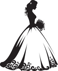 Ethereal Bride Black Vector Symbol Elegant Brides Charm Monochrome Icon