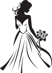 Elegant Bridal Aura Black Vector Icon Chic Matrimonial Harmony Bride Silhouette