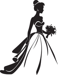 Graceful Bridal Serenity Bride Logo Wedded Elegance Monochrome Vector Icon