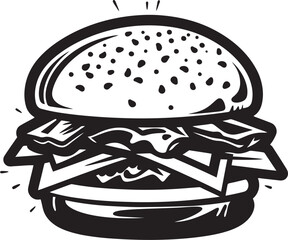 Yummy Burger Art Black Icon Classic Burger Essence Monochrome Icon