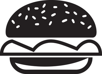 Classic Burger Essence Monochrome Icon Iconic Burger Design Black Vector Emblem