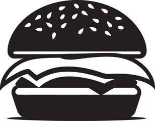 Chic Burger Delight Black Vector Icon Flavorful Essence Black Burger