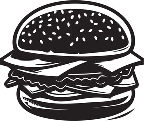 Classic Burger Harmony Monochrome Design Iconic Burger Design Black Vector