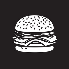 Yummy Bite Black Burger Icon Classic Burger Harmony Monochrome Design