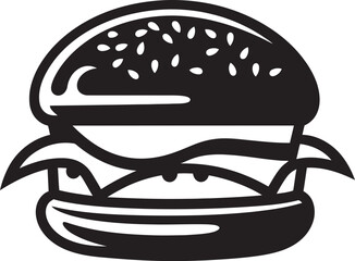 Flavorful Essence Black Burger Delicious Delight Monochrome Burger Emblem