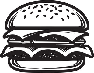 Delicious Burger Essence Vector Icon Savory Bite Monochrome Burger Logo