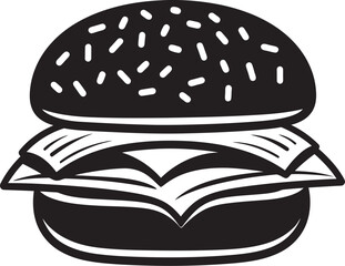 Gourmet Savory Black Vector Emblem Yummy Bite Black Burger Icon