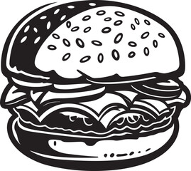 Classic Burger Harmony Monochrome Design Iconic Burger Design Black Vector