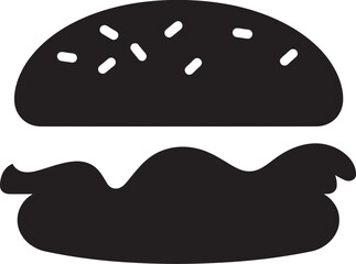 Chic Burger Silhouette Black Icon Design Juicy Bite Burger Vector Symbol