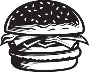 Juicy Bite Burger Vector Symbol Iconic Burger Design Black Emblem