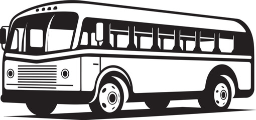 Bus Essence Black Vector Emblem Classic Transit Monochrome Bus Icon