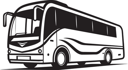 Retro Bus Harmony Monochrome Icon Iconic Travel Black Vector Emblem